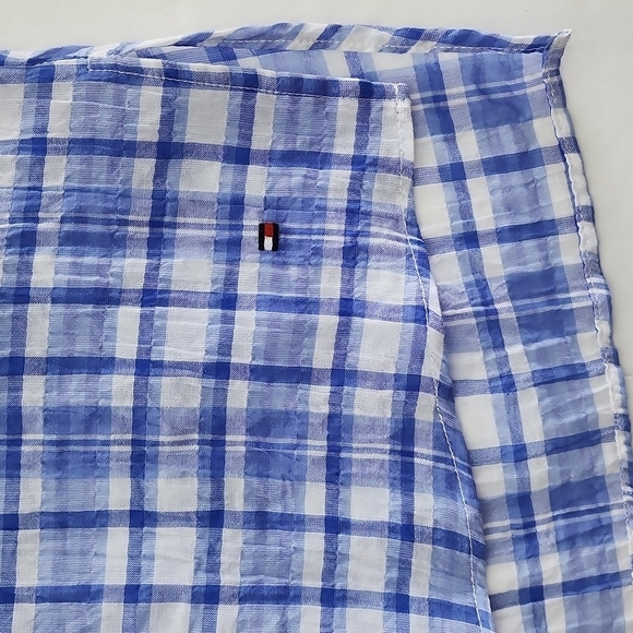 Tommy Hilfiger Women's Blue White Plaid Cotton Popover Short Sleeves Shirt Small - Picture 8 of 15